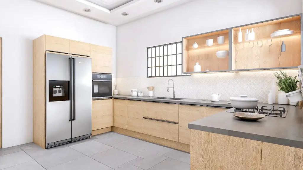 Cuisine en L – En hêtre Willow, avec un plan de travail en granit.