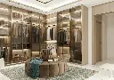 Dressing en L avec portes en vitre à la francaise