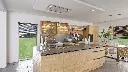 Cuisine avec îlot central – En hêtre Willow, avec un plan de travail en granit.