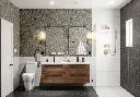Salle de bain élégante avec motifs Art Déco et accents dorés