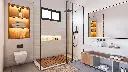 Salle de bain contemporaine avec douche à l’italienne et niches rétroéclairées