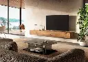 Meuble TV flottant en bois massif au design épuré