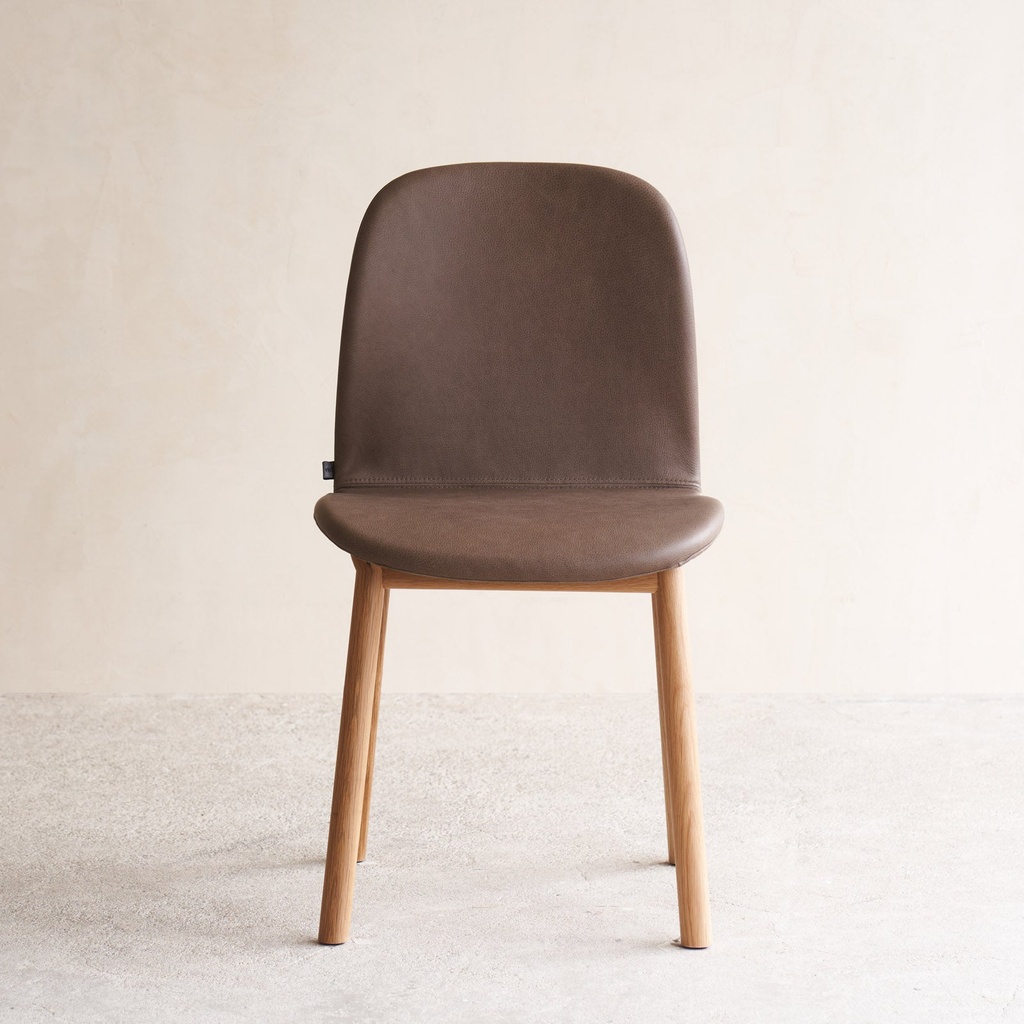 Com Leather Dining Chair Oak Frame - Anvil