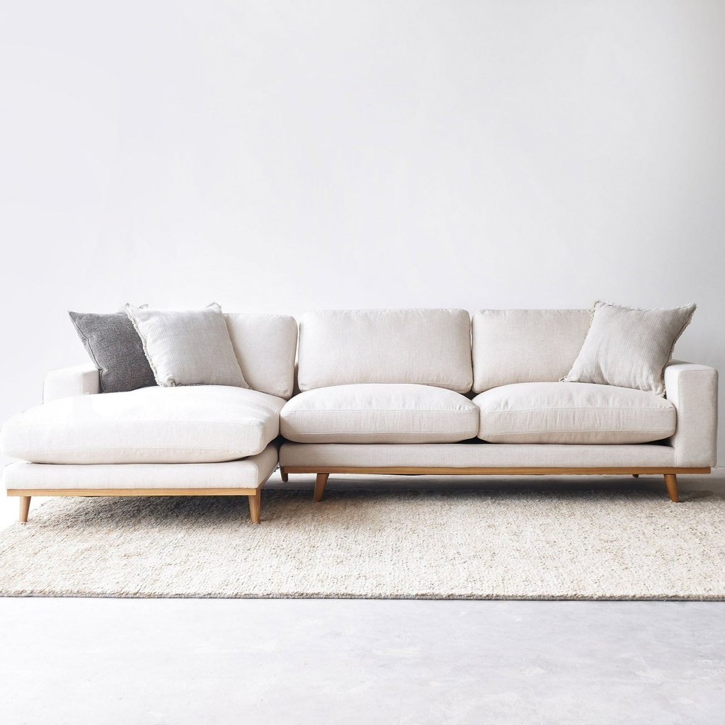James L Shape Fabric Sofa Oatmeal 290cm