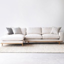 James L Shape Fabric Sofa Oatmeal 290cm